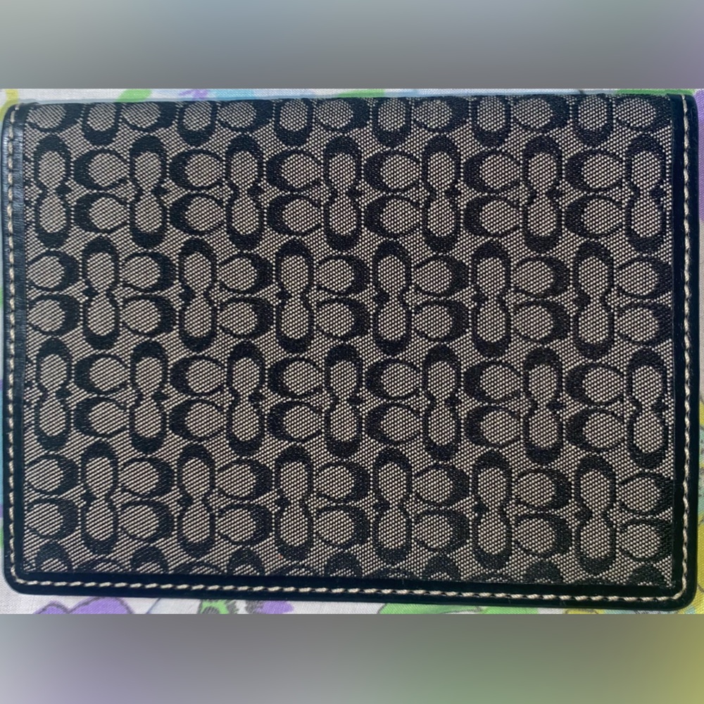 Coach Black and Gray Passport Holder